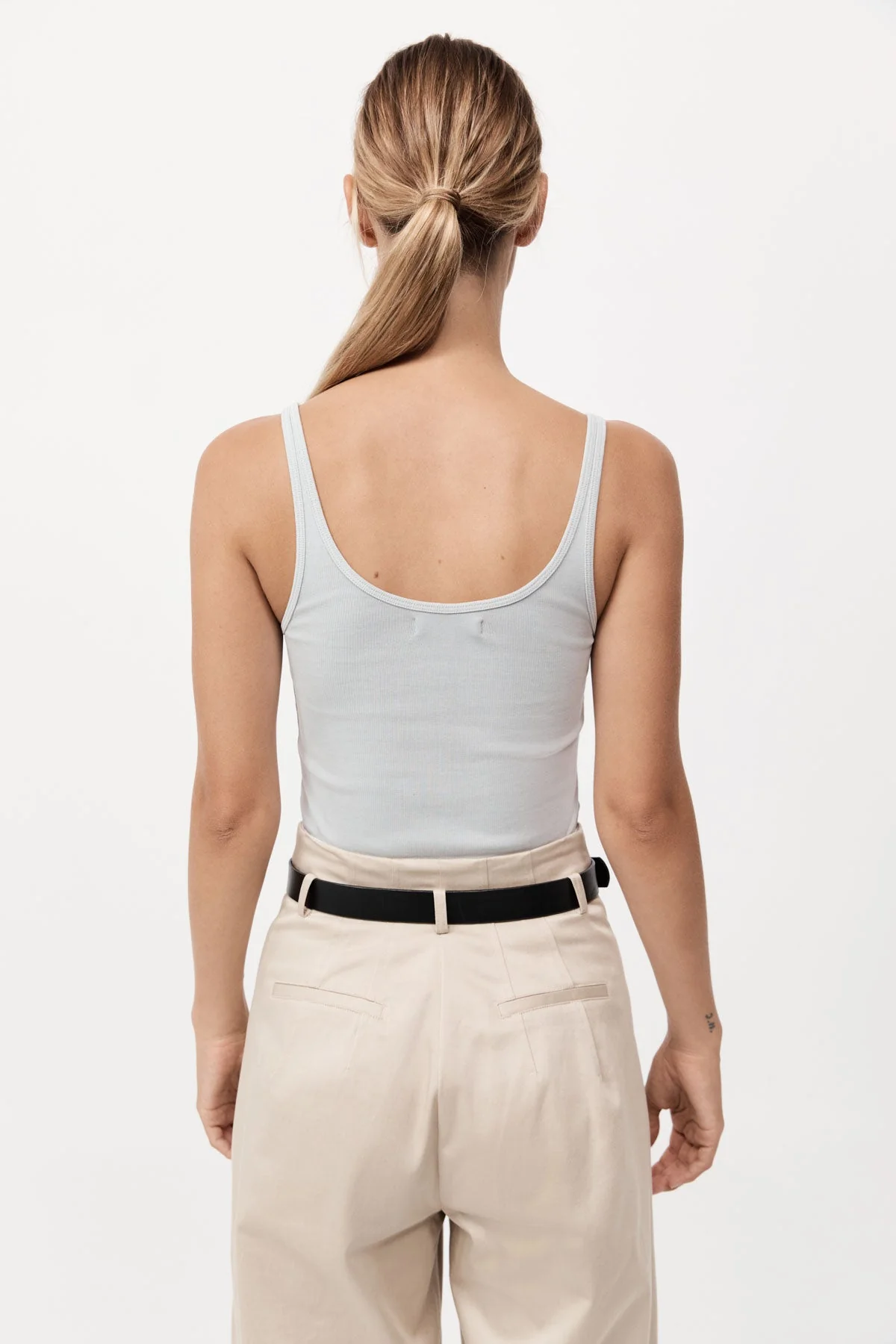 Organic Cotton Slim Scoop Tank - Silver - Image 3