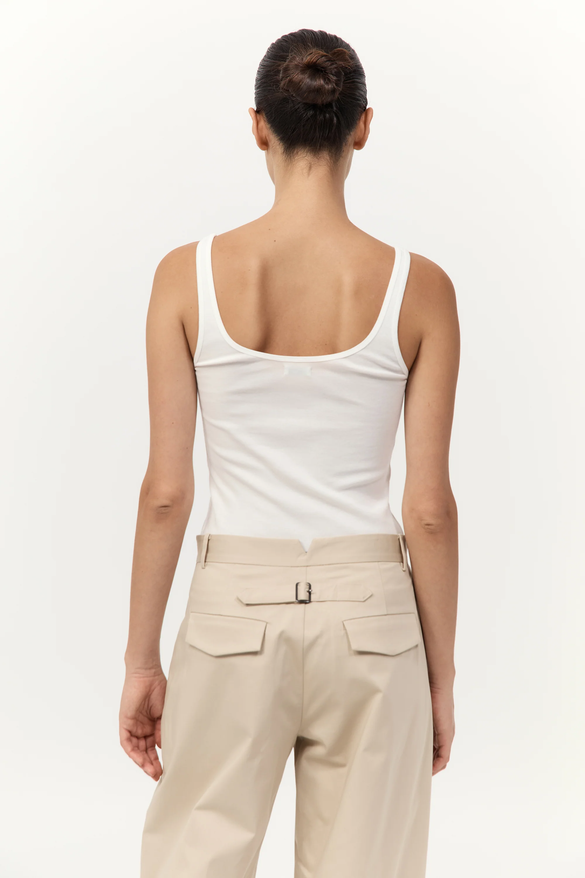 Organic Cotton Slim Scoop Tank - White - Image 4