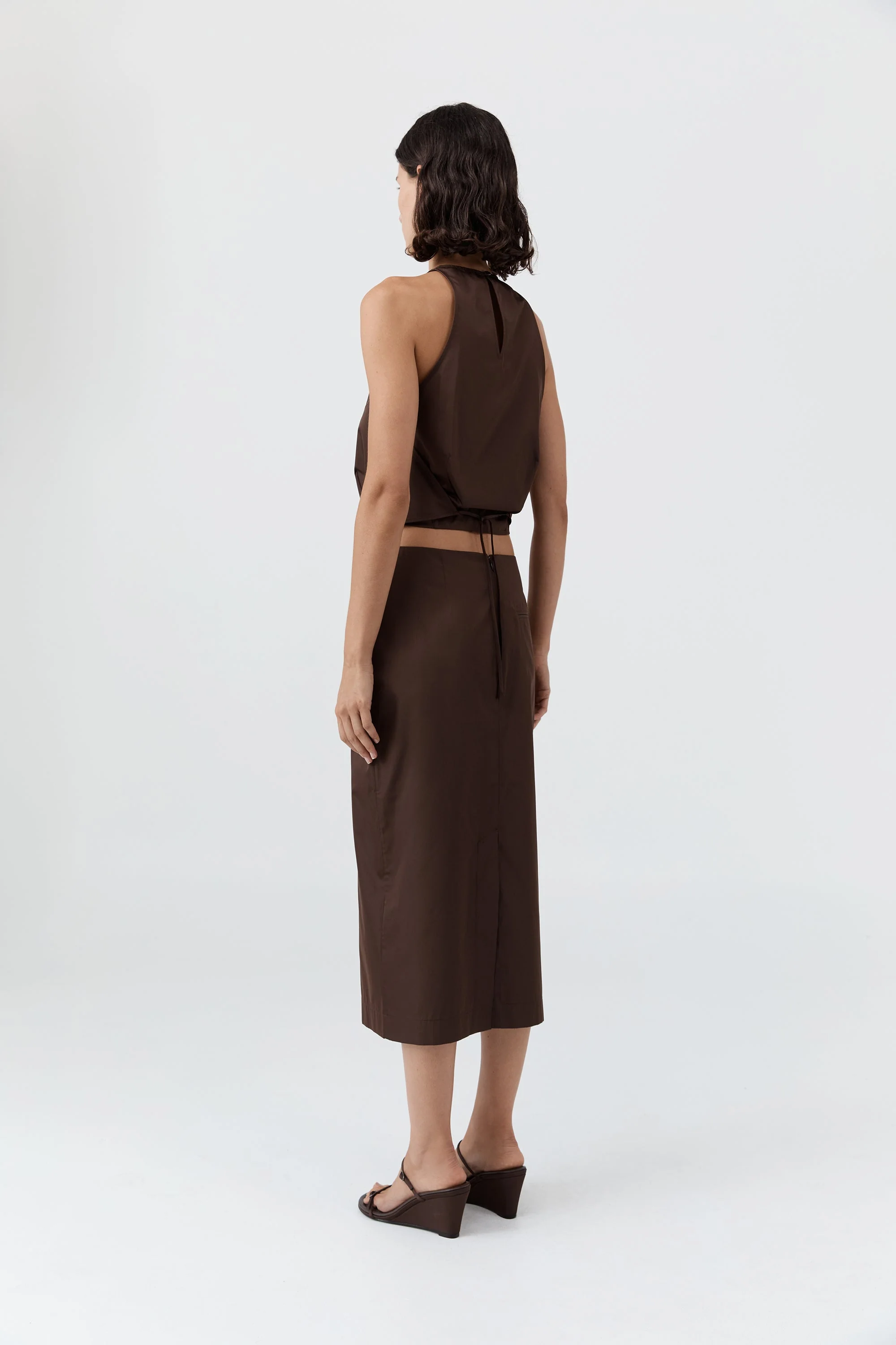 Paper Taffeta Column Skirt - Mocha - Image 4