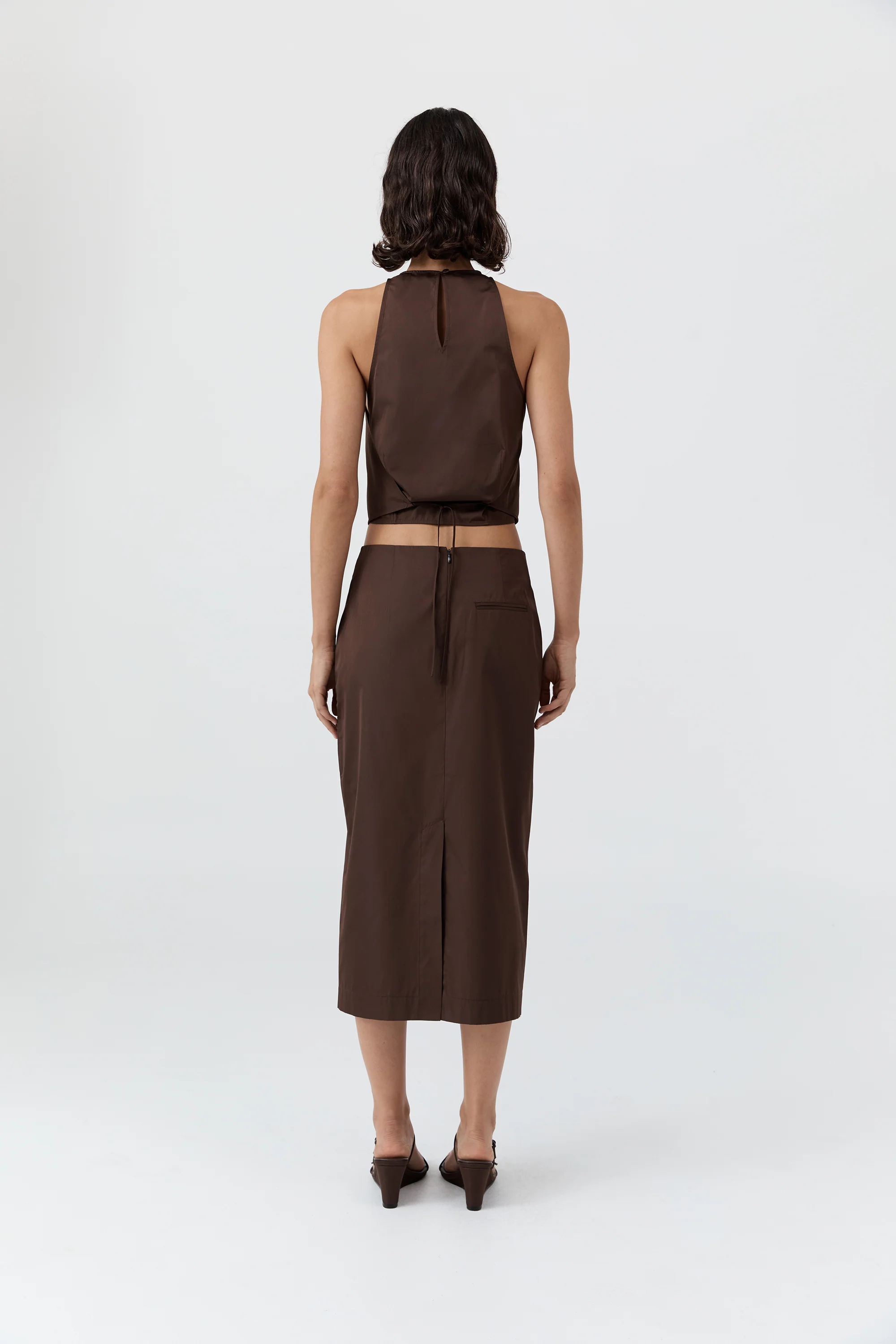 Paper Taffeta Column Skirt - Mocha - Image 5