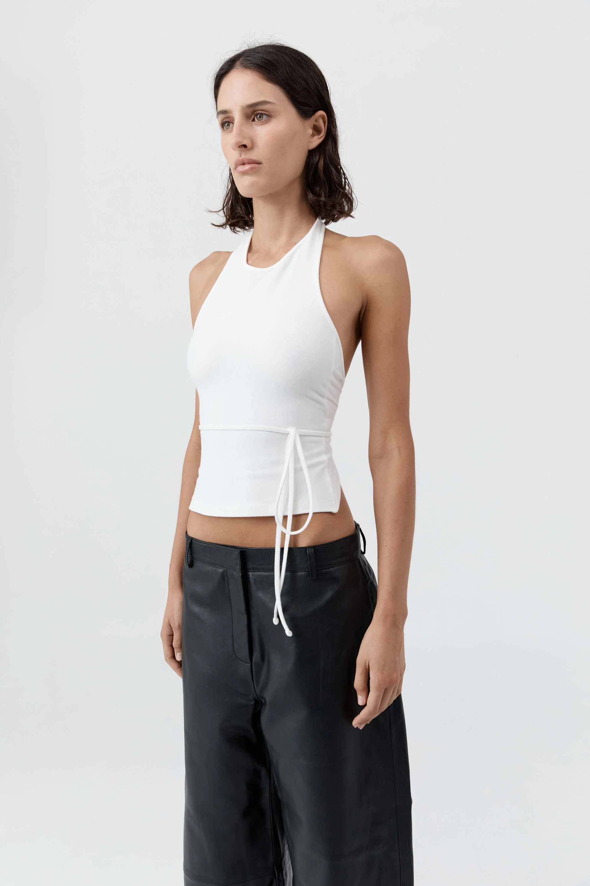 Soft Jersey Halter Top - White - Image 3
