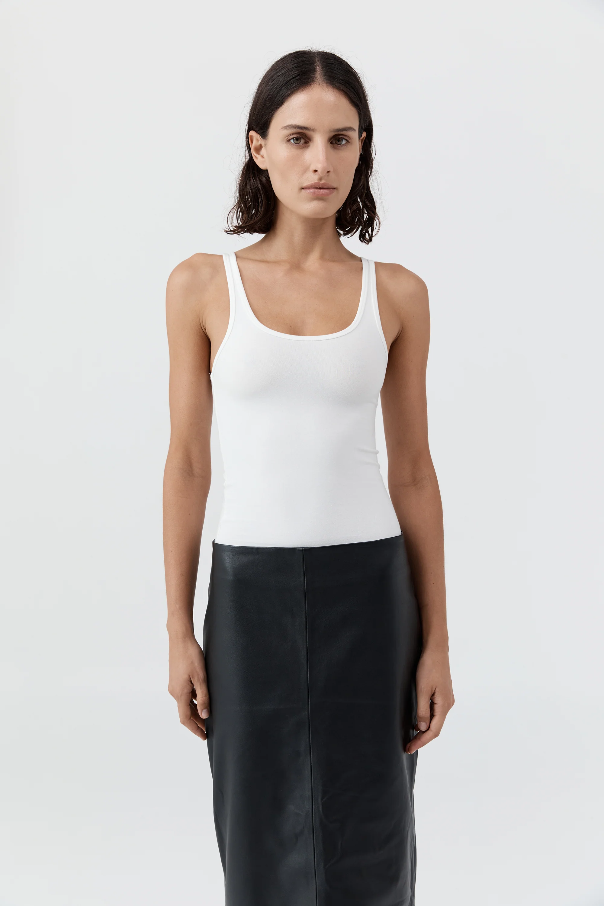 Soft Jersey Slim Scoop Tank - White - Image 3