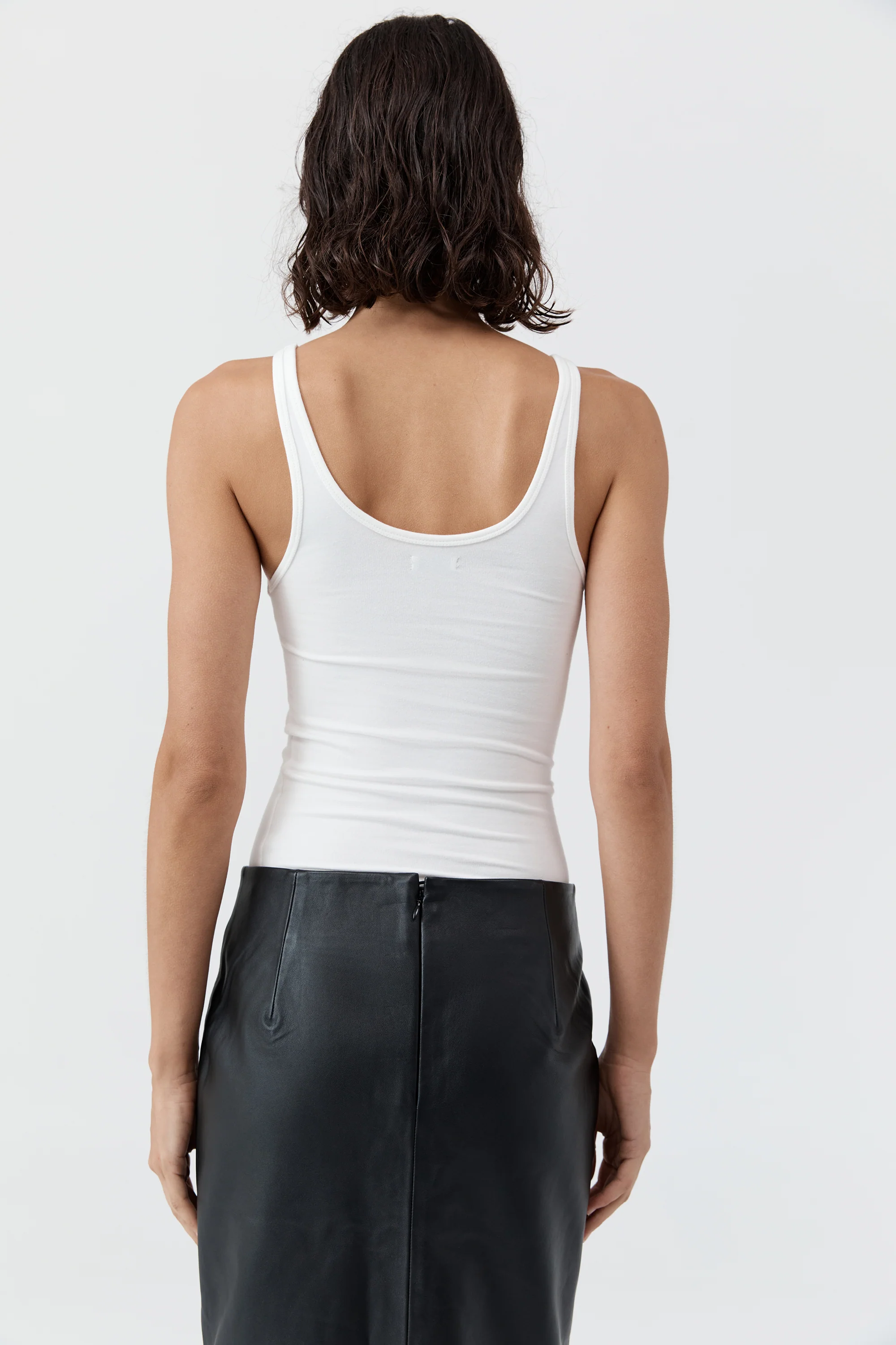 Soft Jersey Slim Scoop Tank - White - Image 4