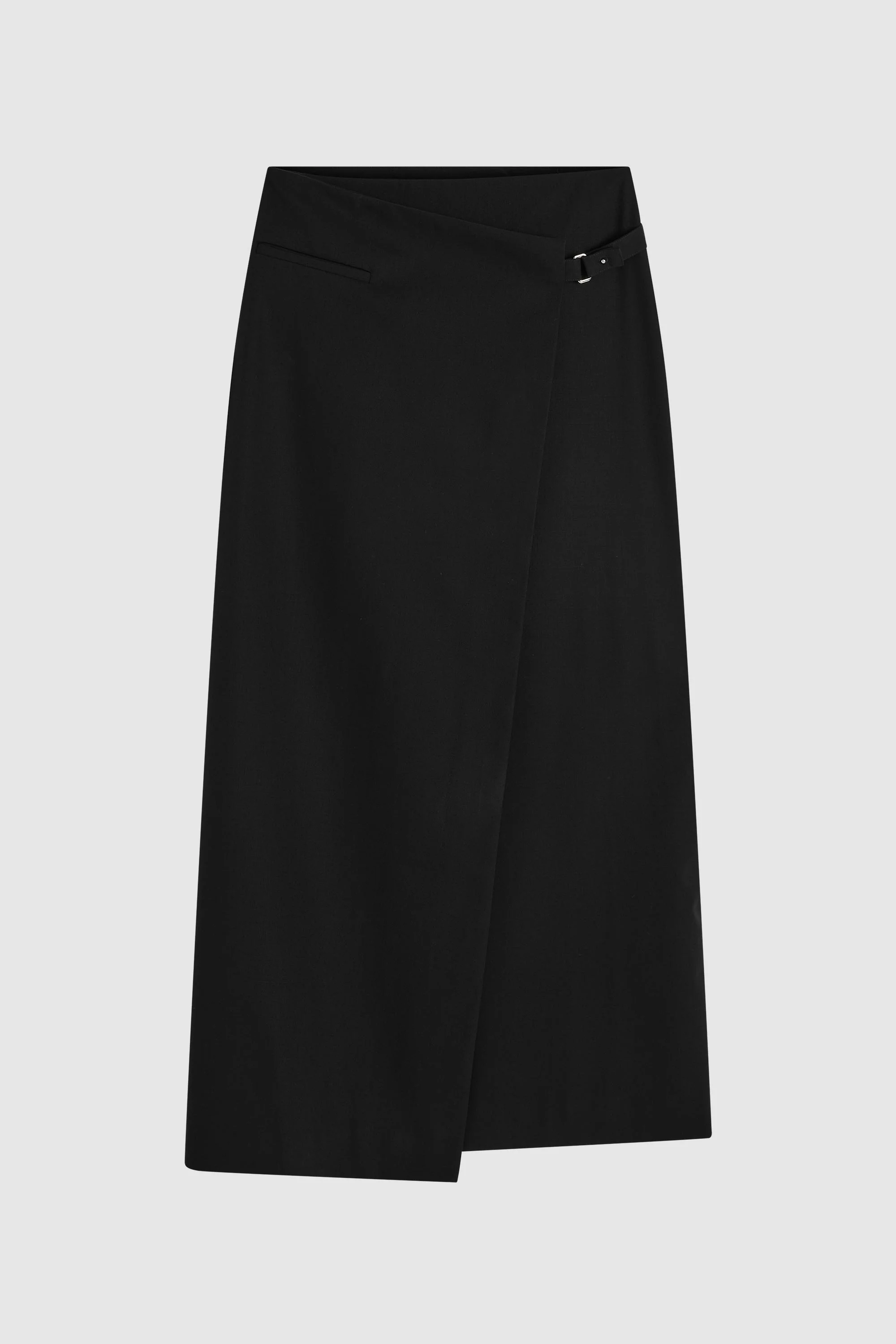 Tailored Wrap Skirt - Black - Image 5