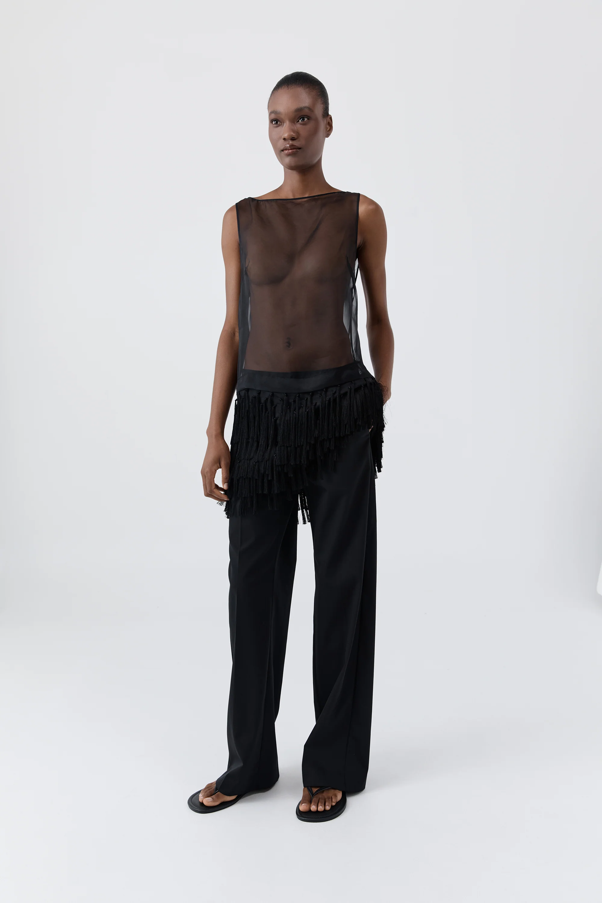 Tassel Shift Mini Dress - Black - Image 5