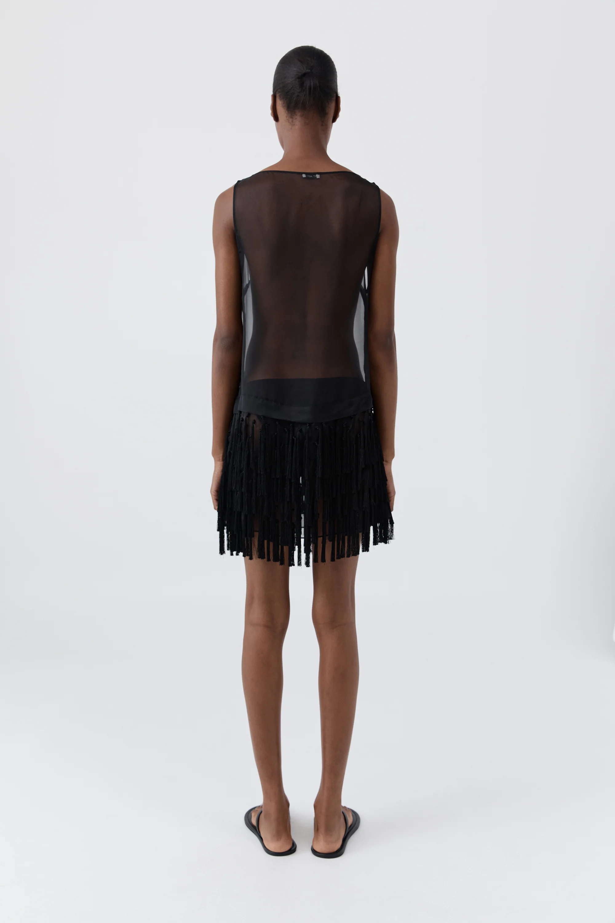 Tassel Shift Mini Dress - Black - Image 6