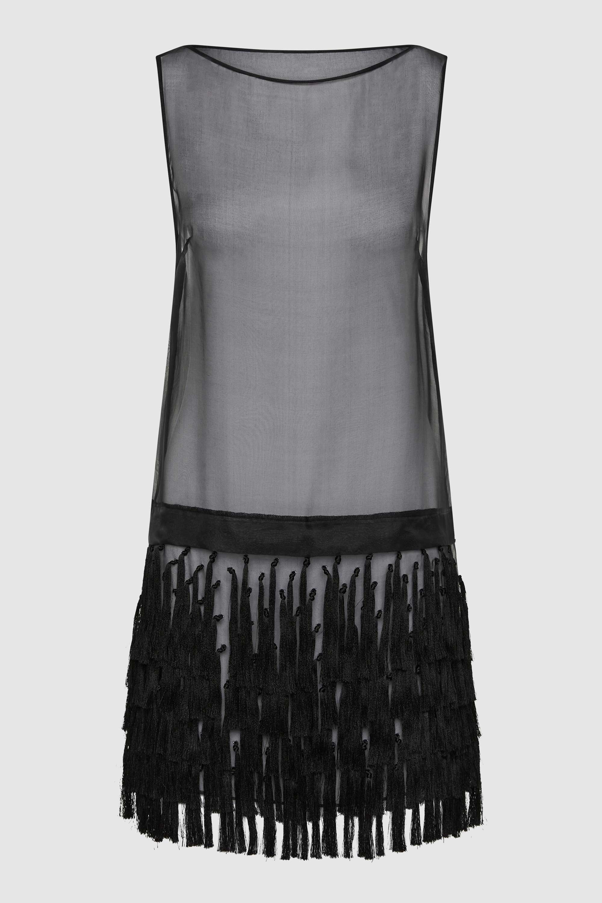 Tassel Shift Mini Dress - Black - Image 7