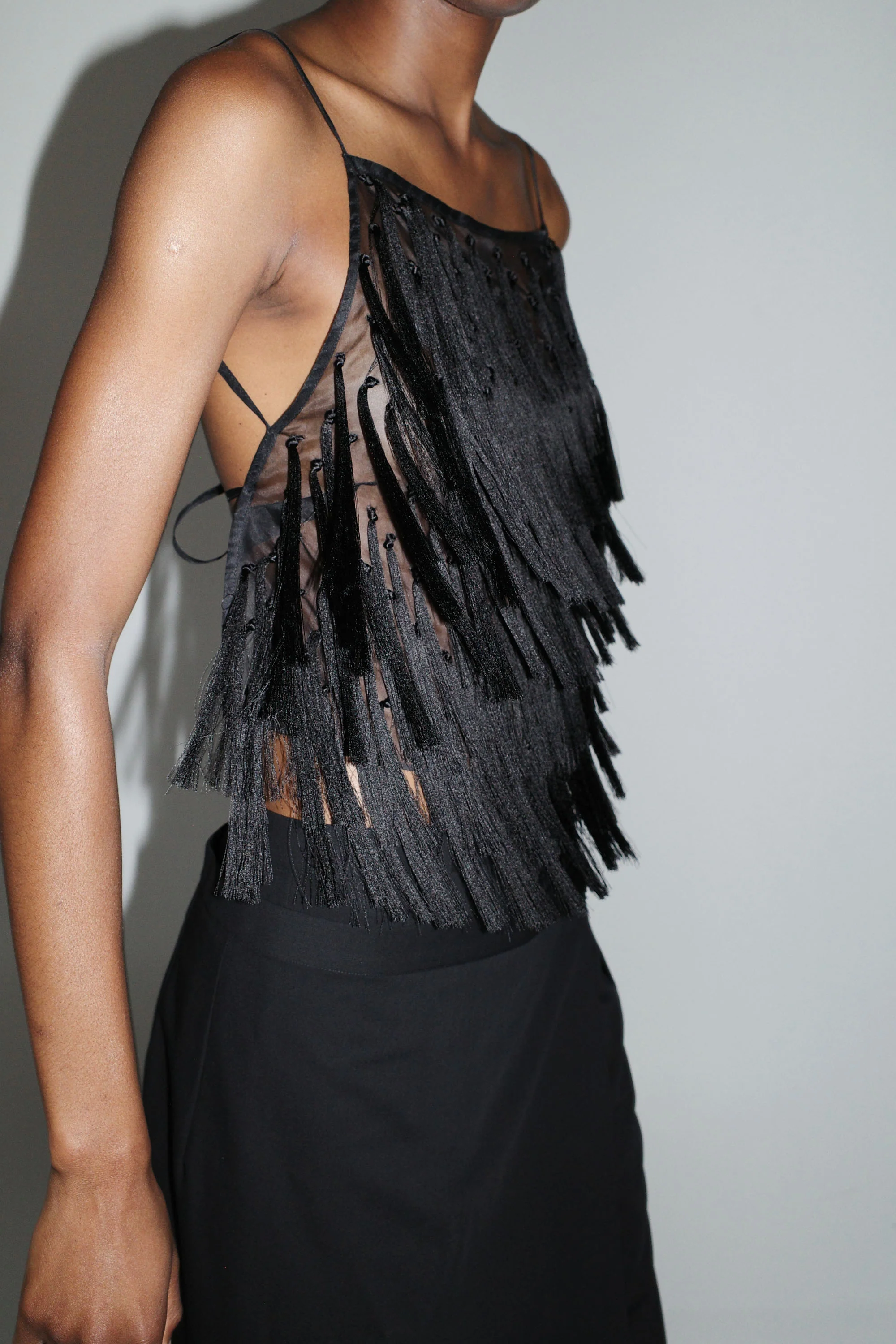 Tassel Tie Top - Black - Image 5