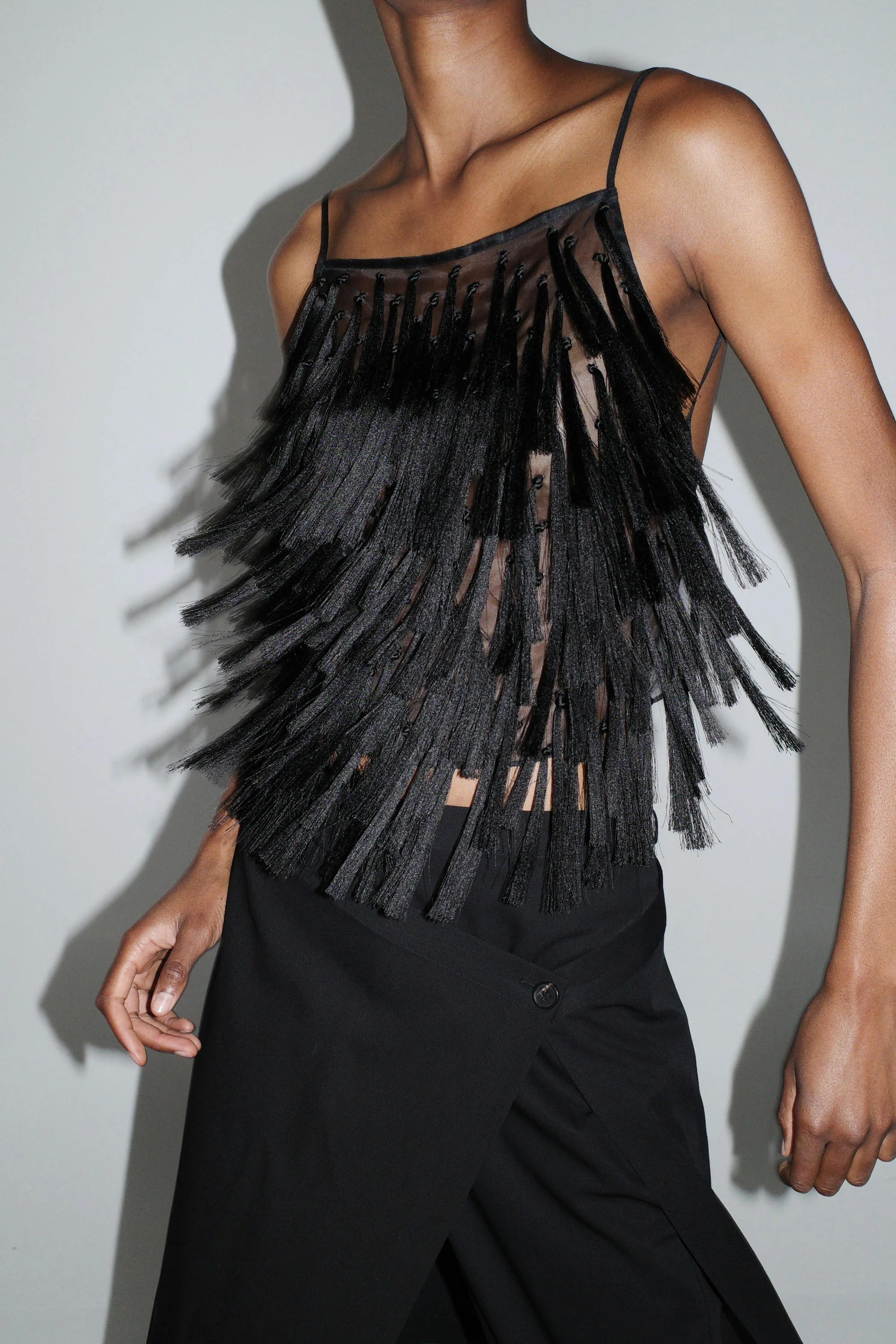 Tassel Tie Top - Black - Image 6
