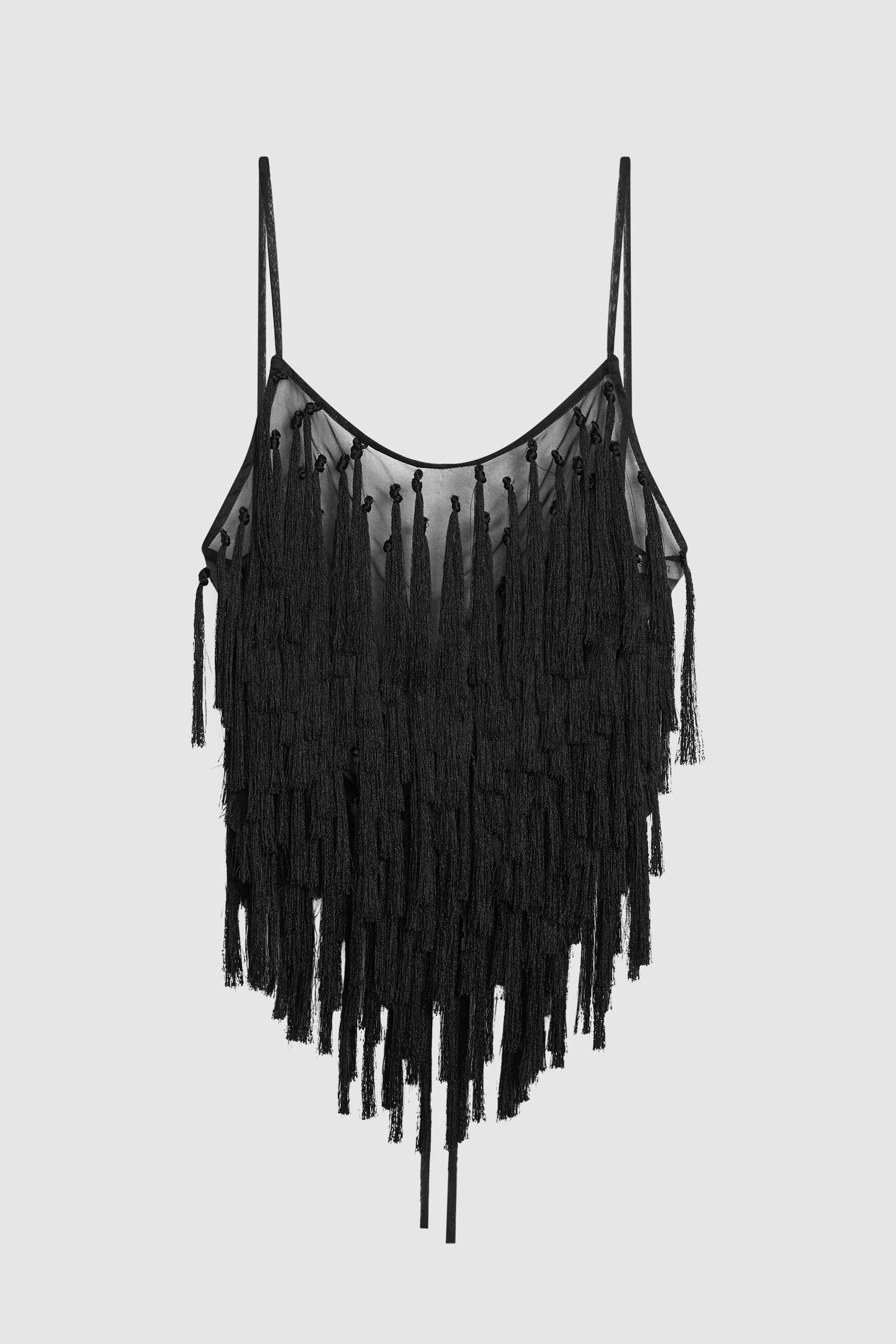 Tassel Tie Top - Black - Image 7
