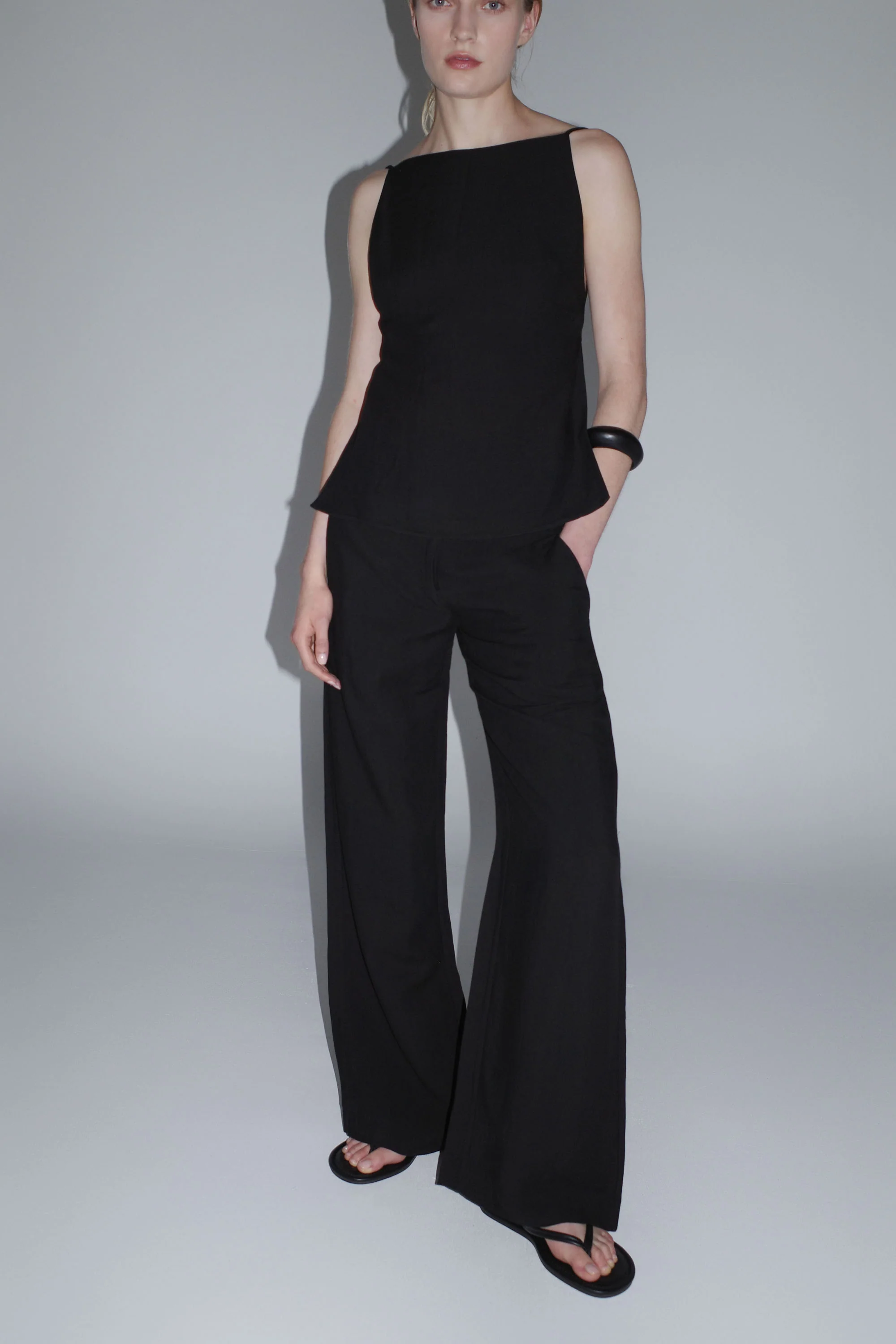 Wide Waistband Pants - Black - Image 5